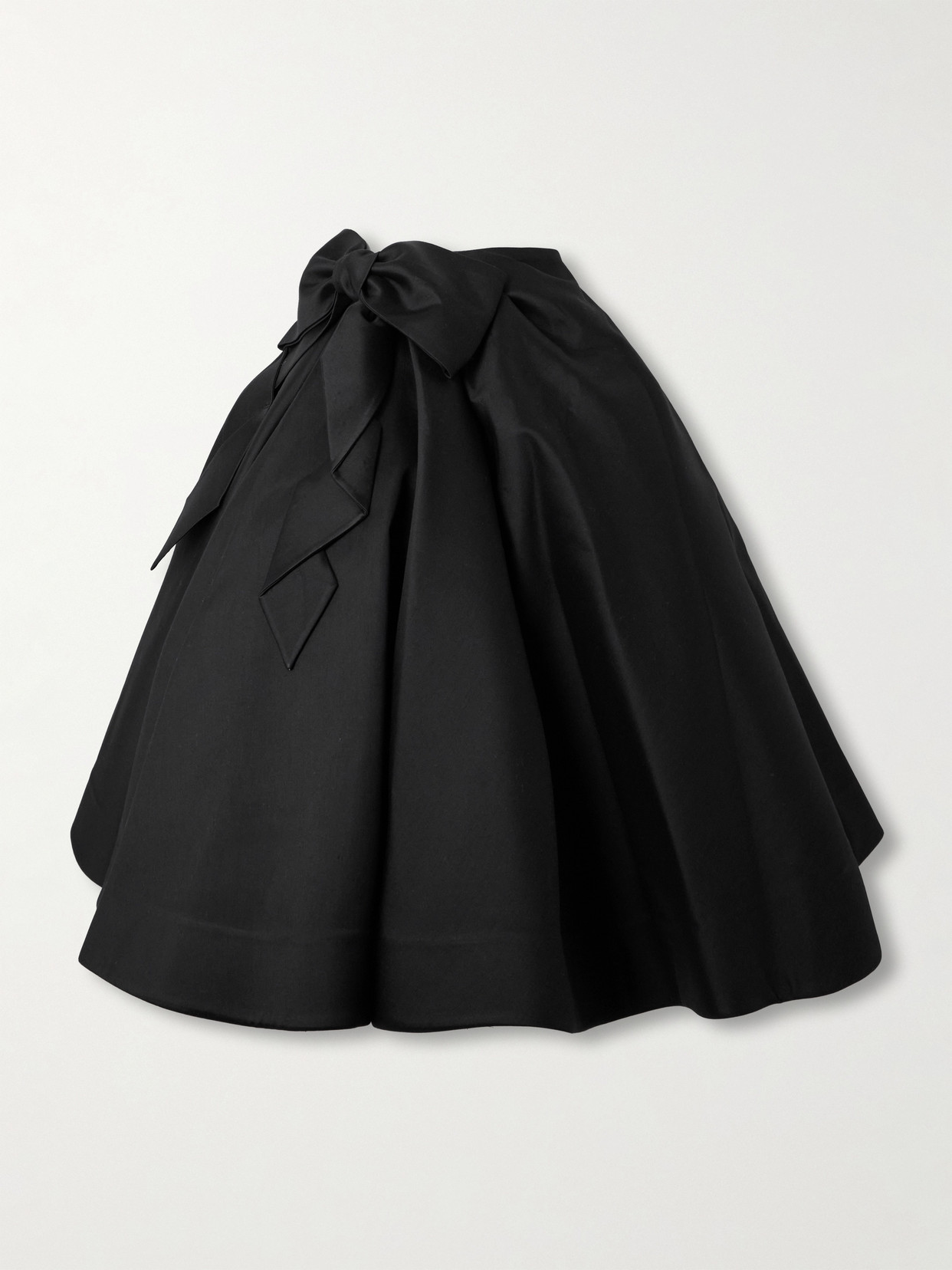 Shushu-tong Bow-embellished Wool And Silk-blend Twill Midi Skirt In Black