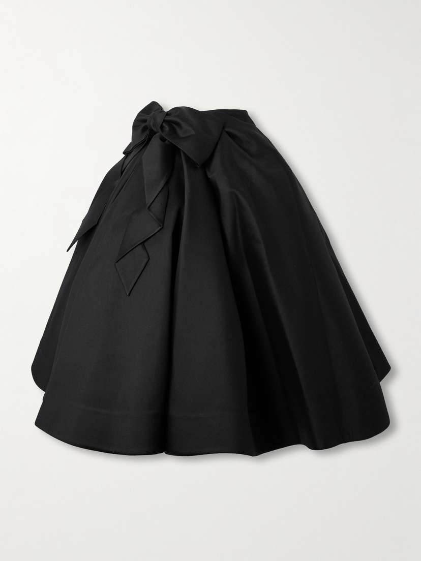 SHUSHU/TONG Bow-embellished Wool And Silk-blend Twill Midi Skirt