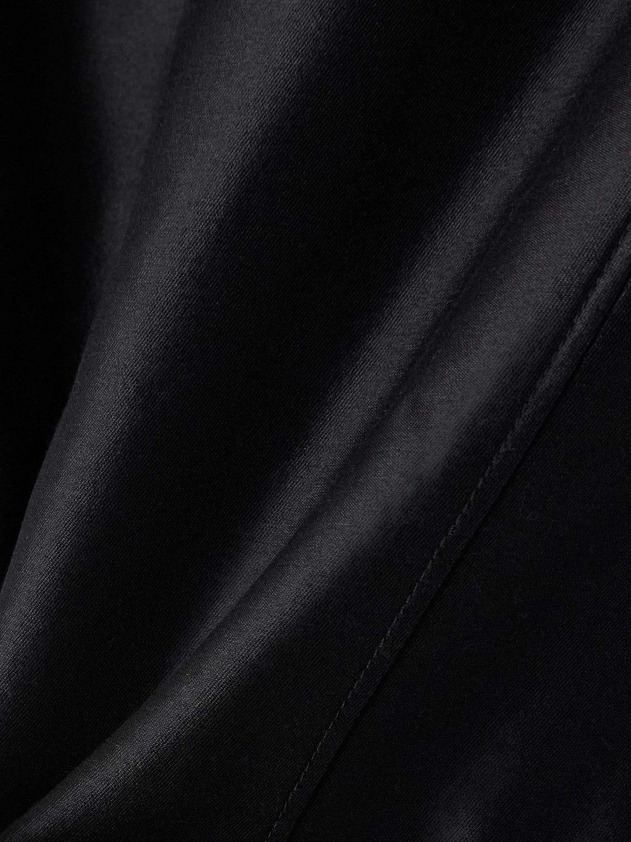 Shushu-tong Gathered Wool And Linen-blend Trimmed Wool And Silk-blend Twill Mini Dress In Black