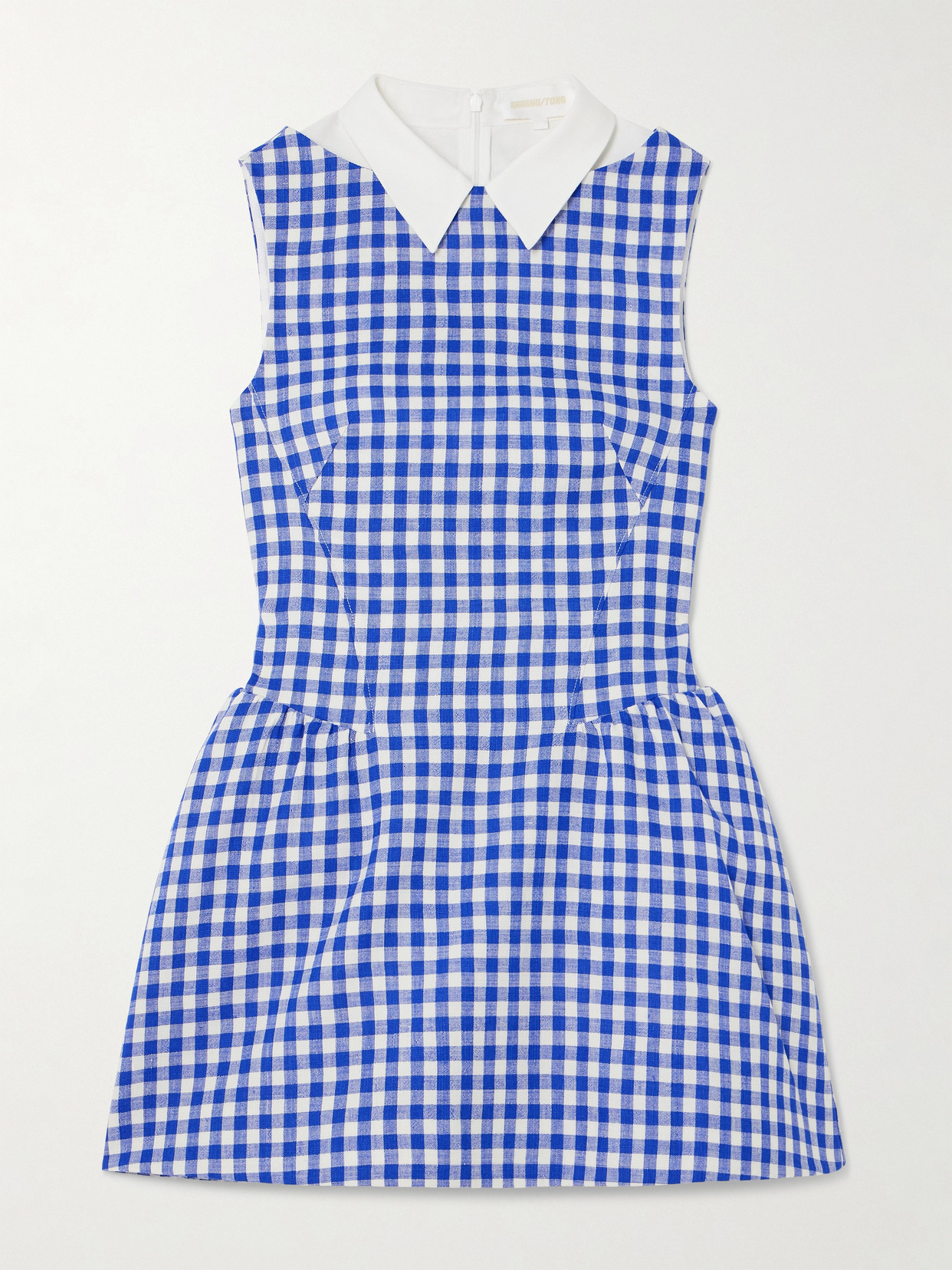Shushu-tong Gathered Wool And Linen-blend Mini Dress In Blue