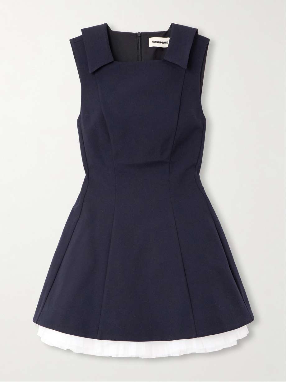 organza-trimmed wool and silk-blend mini dress