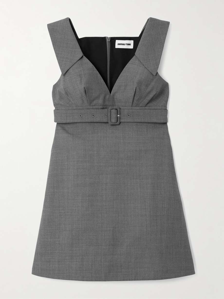 belted woven mini dress