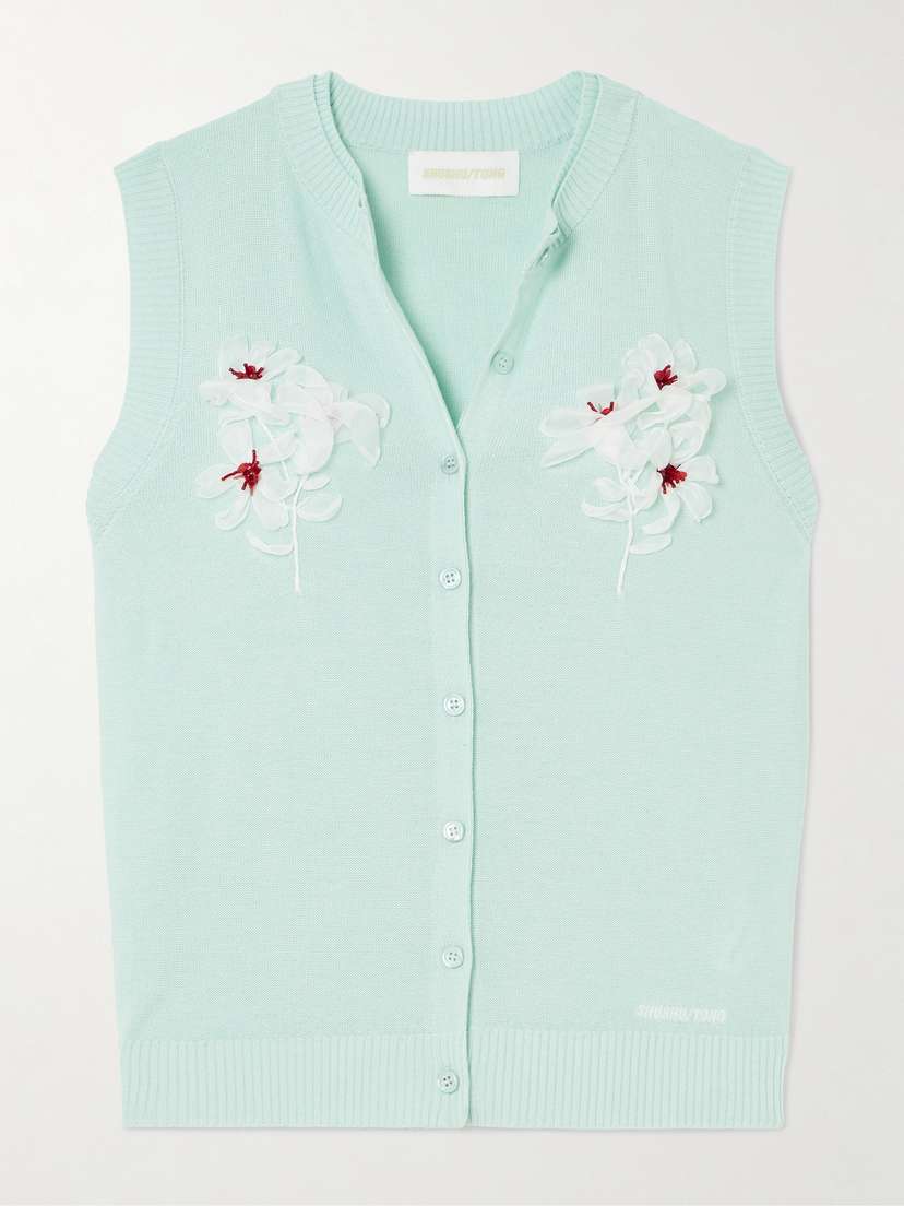 SHUSHU/TONG Embellished Silk And Cashmere-blend Vest