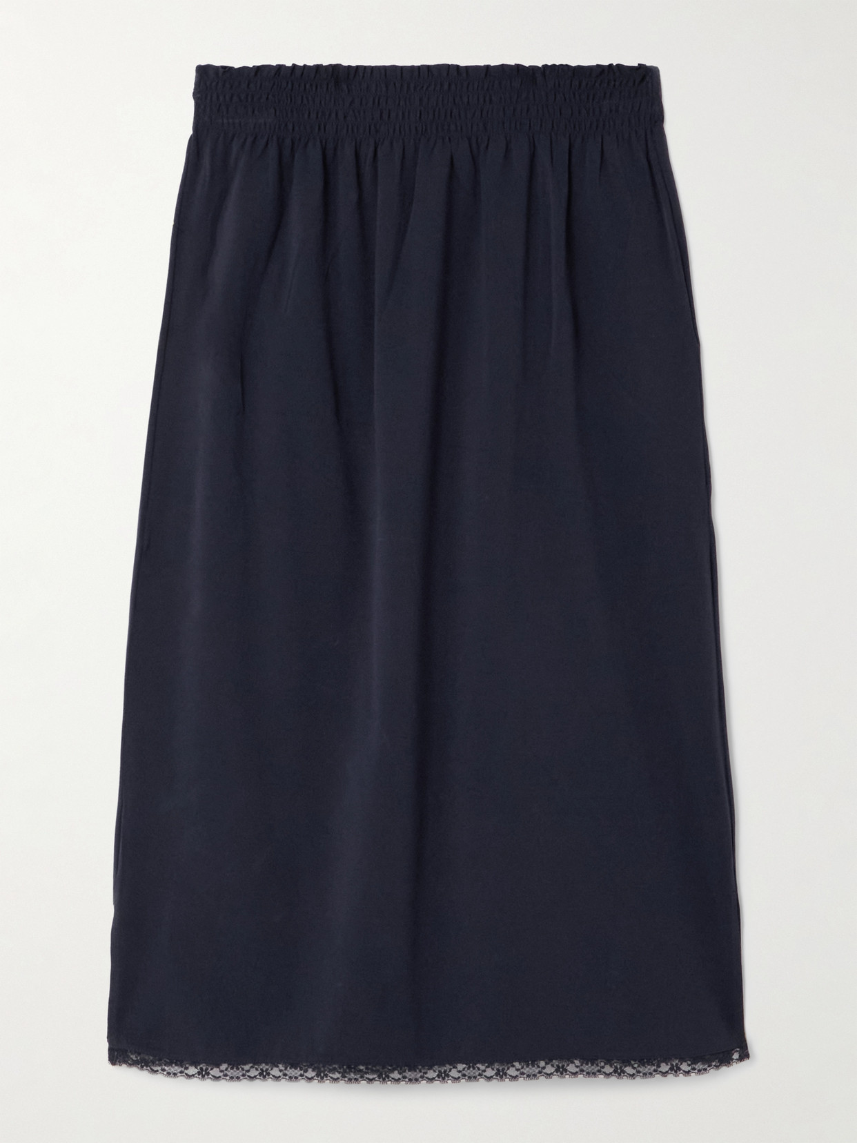Shushu-tong Lace-trimmed Stretch-jersey Midi Skirt In Blue