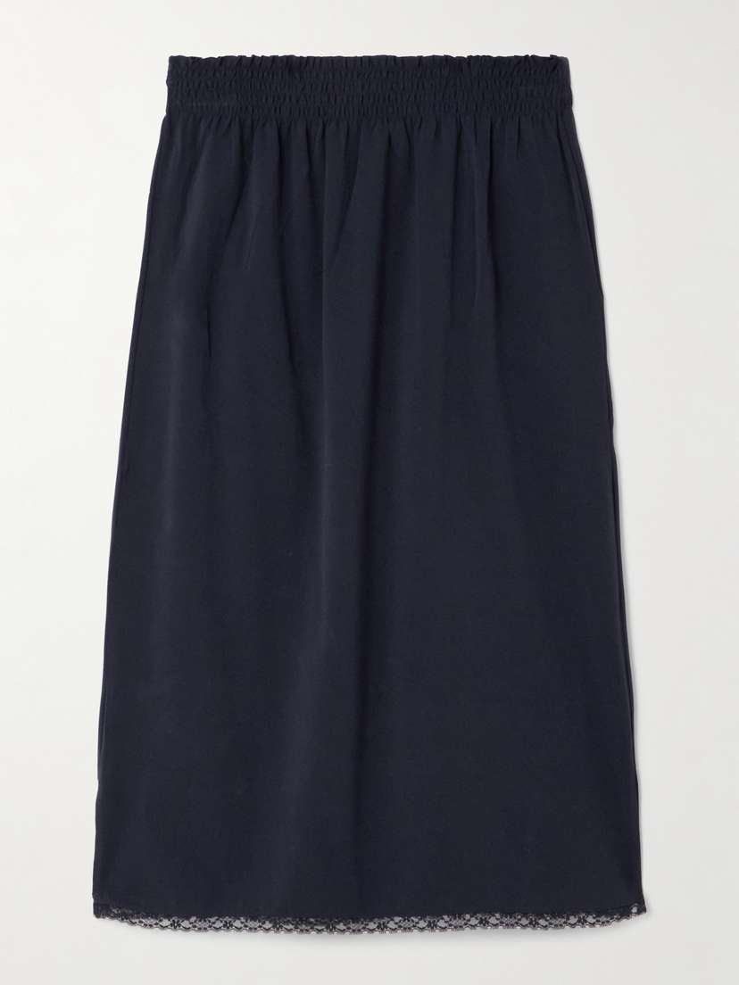 SHUSHU/TONG Lace-trimmed Stretch-jersey Midi Skirt
