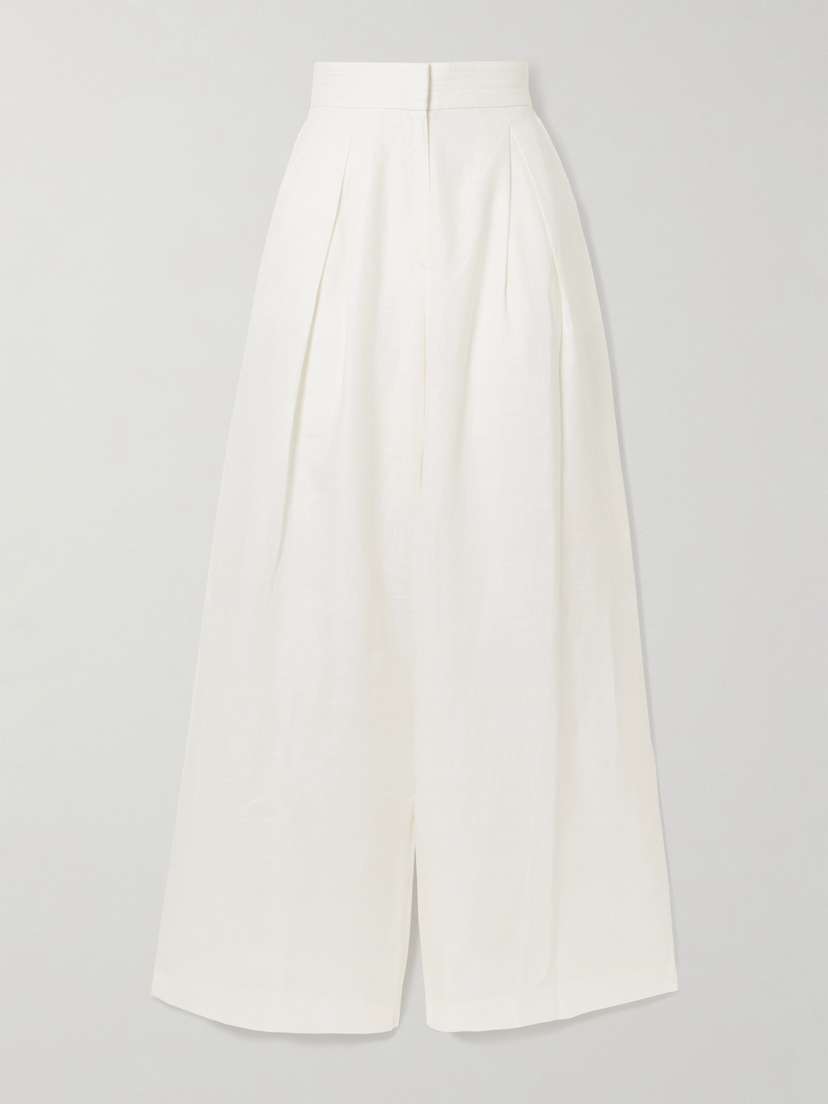 ANDRES OTALORA Kushi Pleated Linen Wide-leg Pants