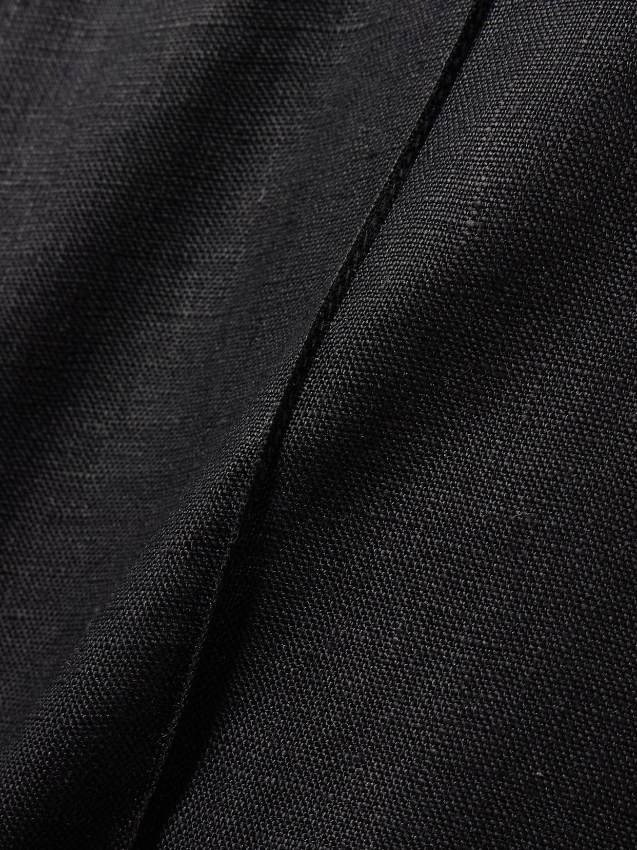 Andres Otalora Pleated Linen Wide-leg Cargo Pants In Black