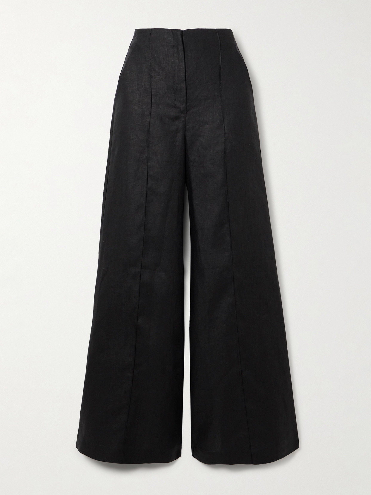 Andres Otalora Pleated Linen Wide-leg Cargo Pants In Black