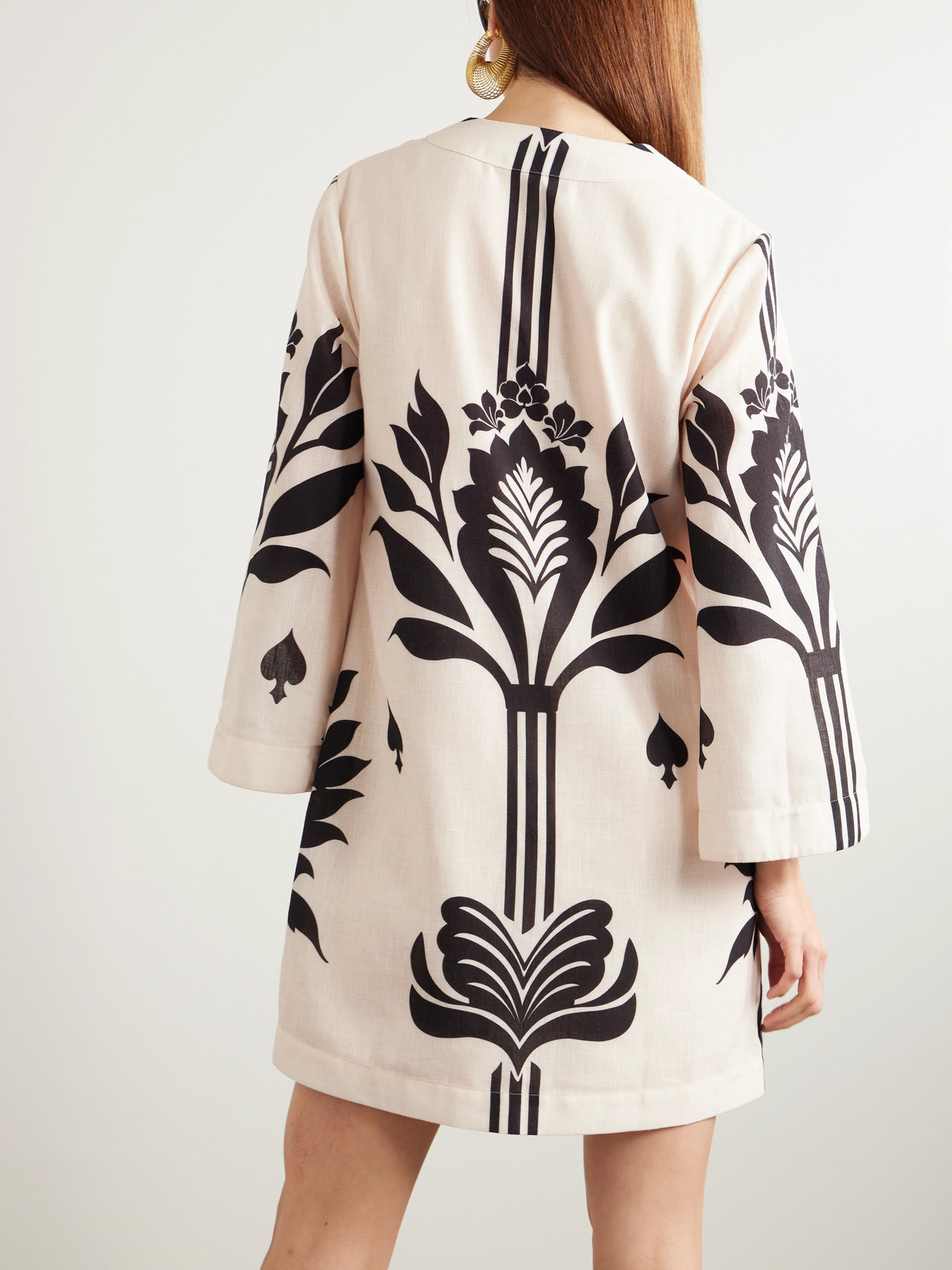 ANDRES OTALORA JAIPUR PRINTED LINEN MINI DRESS