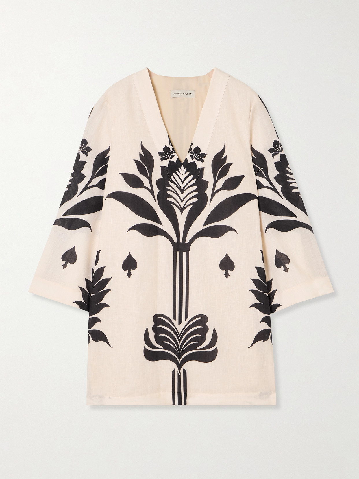 Andres Otalora Rajasthan Printed Linen Maxi Dress In Ivory