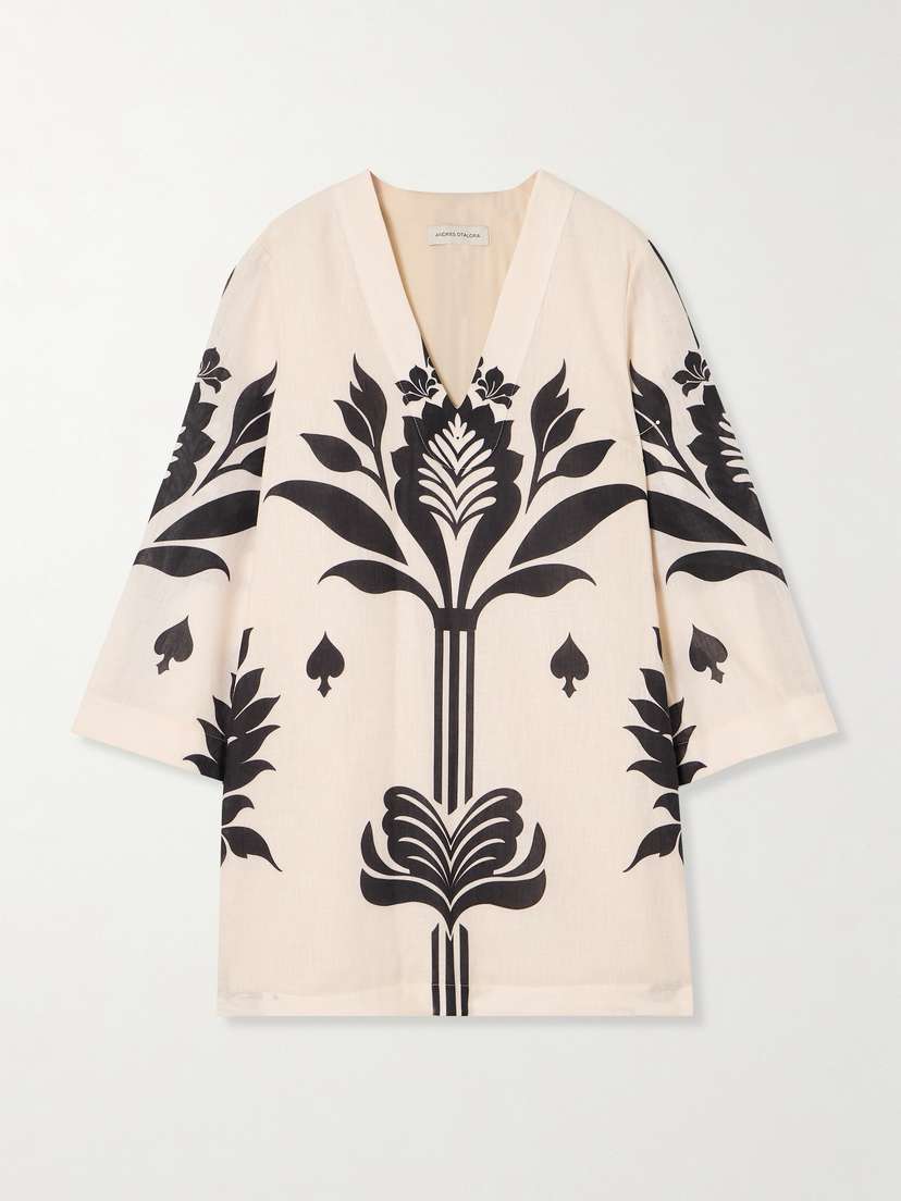 ANDRES OTALORA Jaipur Printed Linen Mini Dress