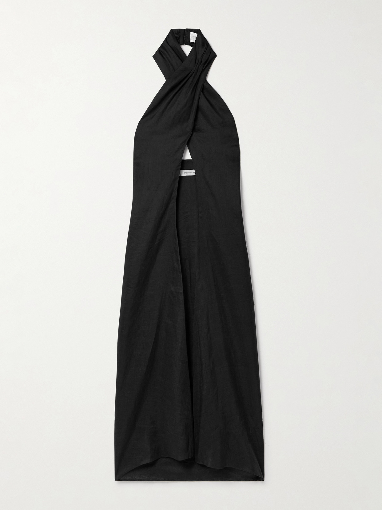 Andres Otalora Joyah Linen Halterneck Tunic In Black