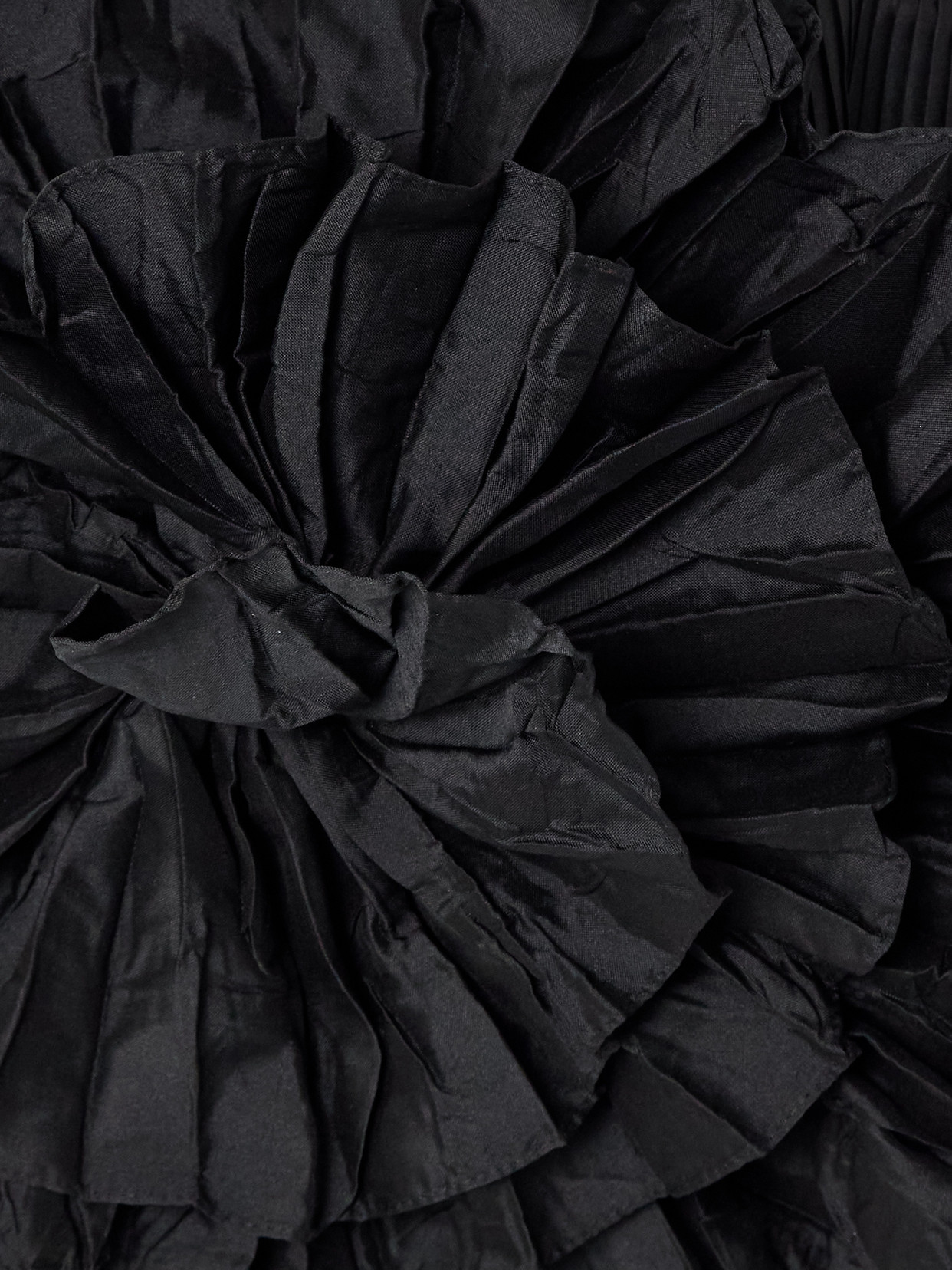 Andres Otalora No Me Olvides Appliquéd Pleated Taffeta Top In Black