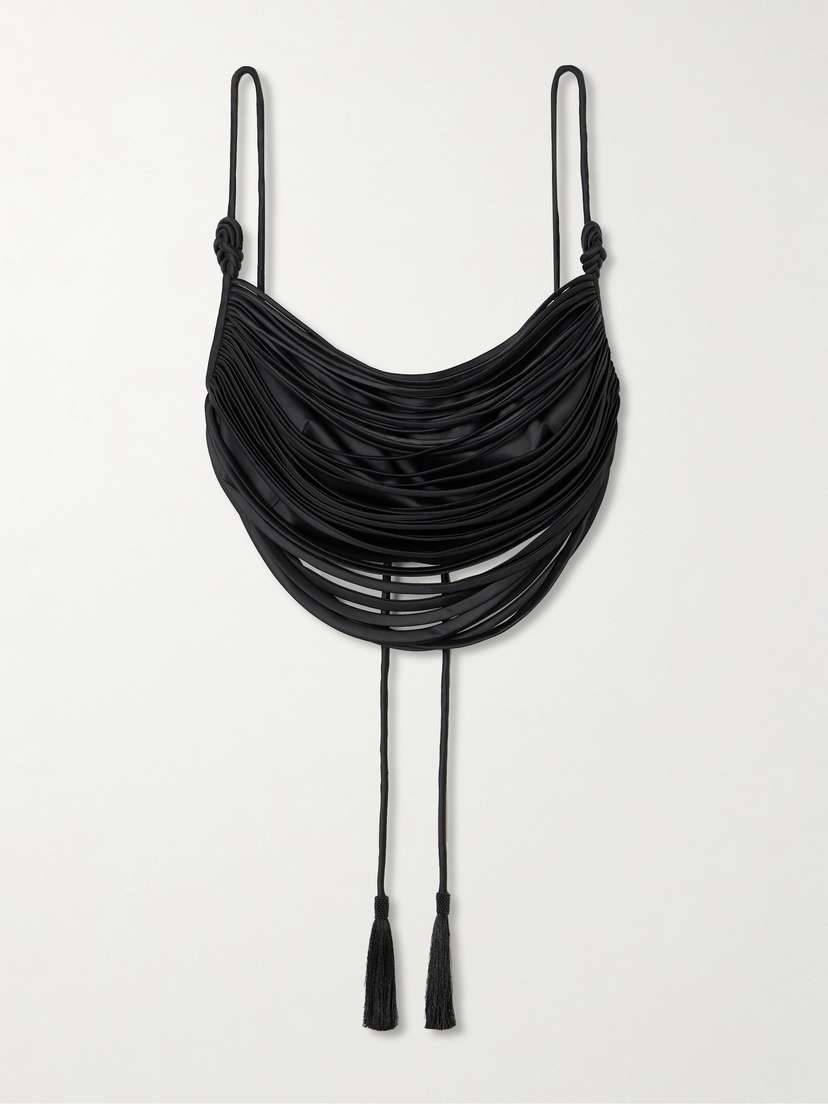 ANDRES OTALORA Tierra De Oro Draped Cropped Satin Top