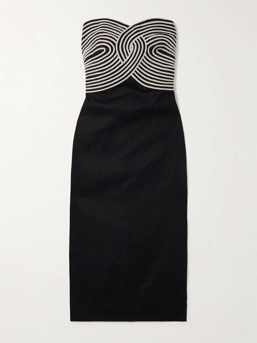 ANDRES OTALORA Arco Real Canvas-trimmed Linen Midi Dress