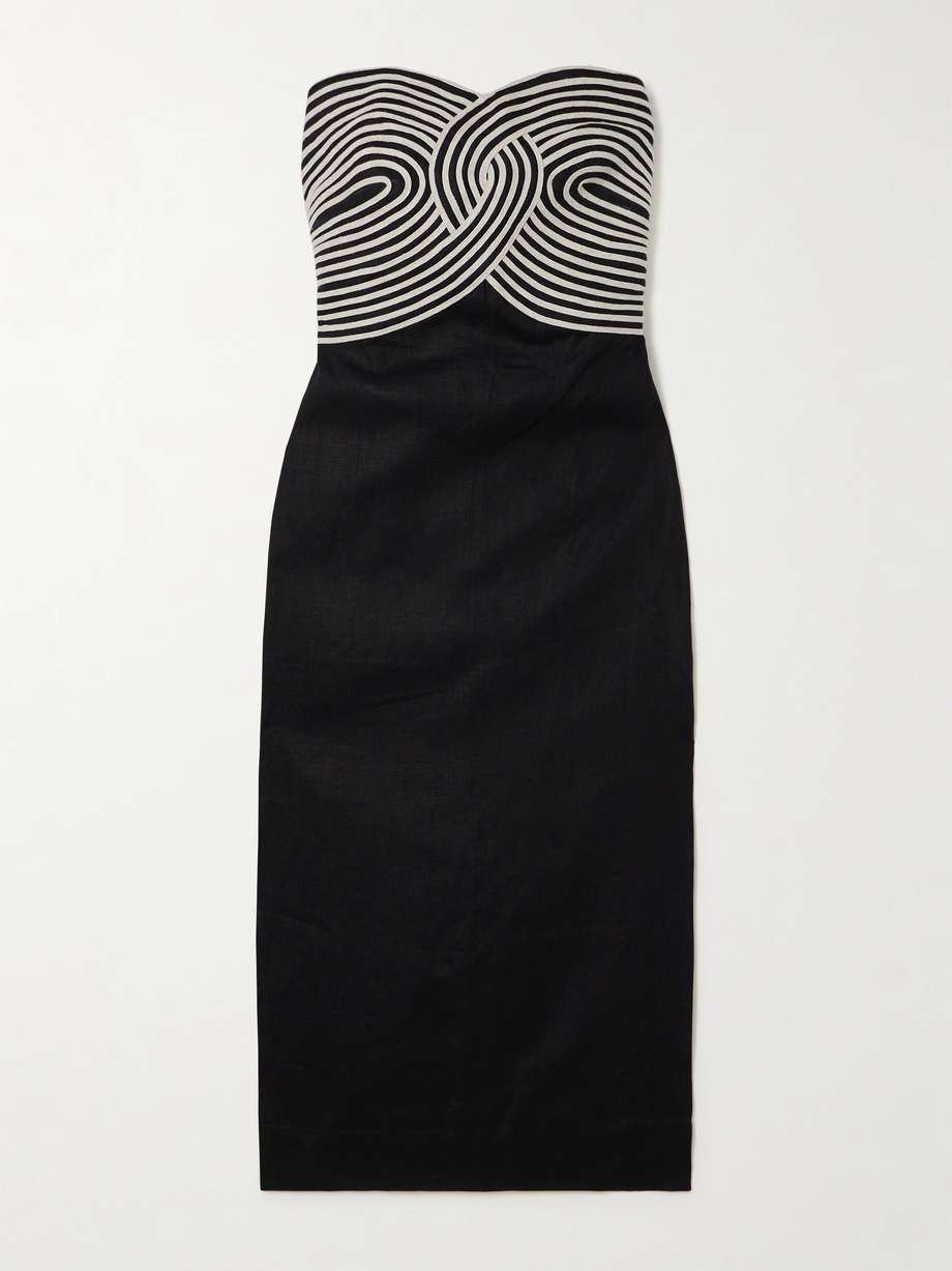 arco real canvas-trimmed linen midi dress