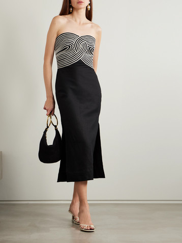 Andres Otalora Arco Real canvas-trimmed linen midi dress