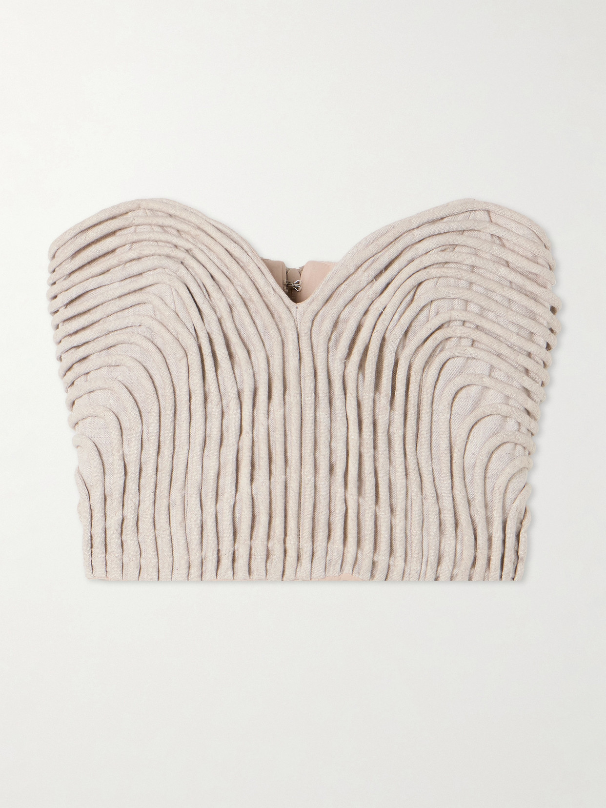 Andres Otalora Prateek Embroidered Linen Corset Top In Off-white