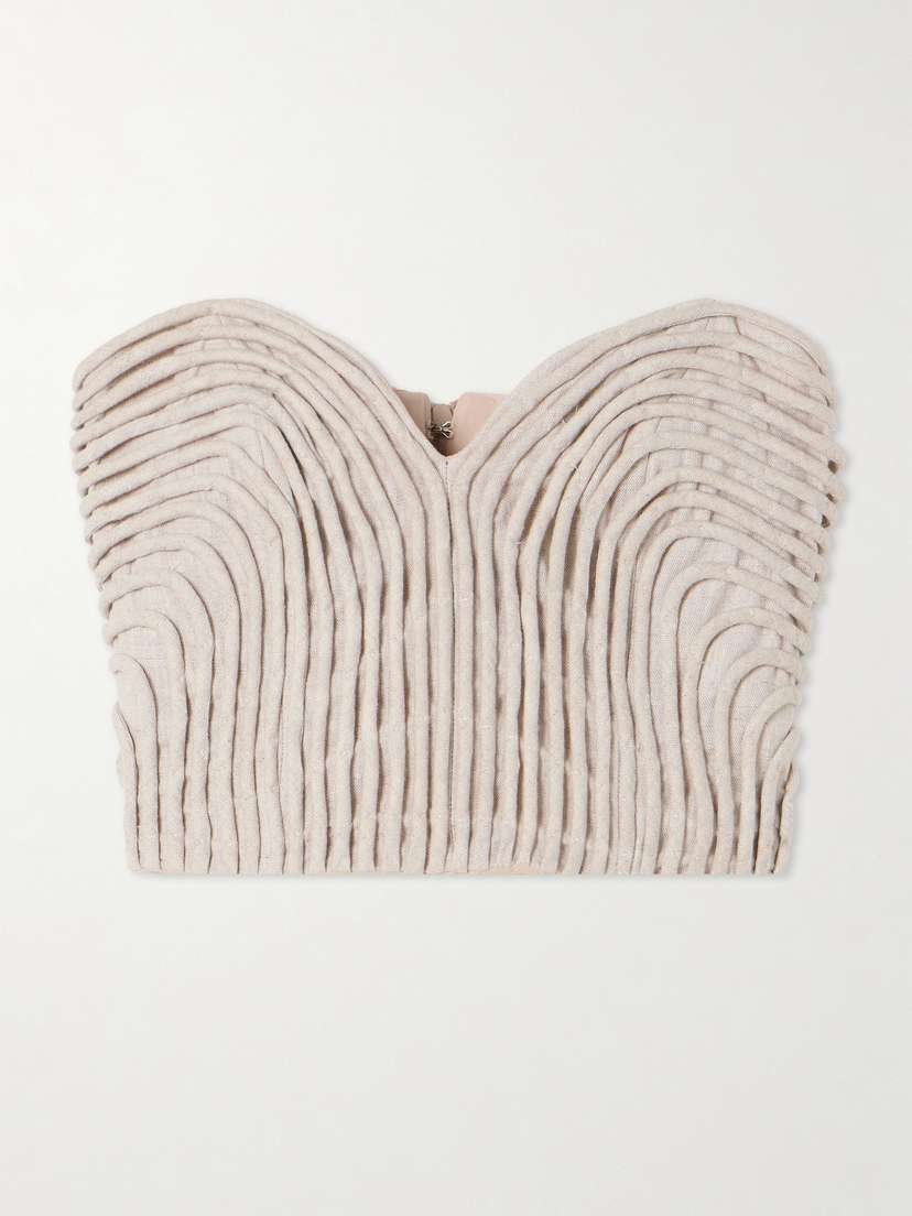 ANDRES OTALORA Prateek Embroidered Linen Corset Top