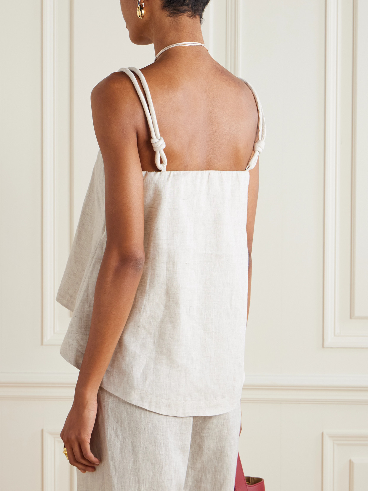 Andres Otalora Rahan Knotted Linen Tank In Off-white