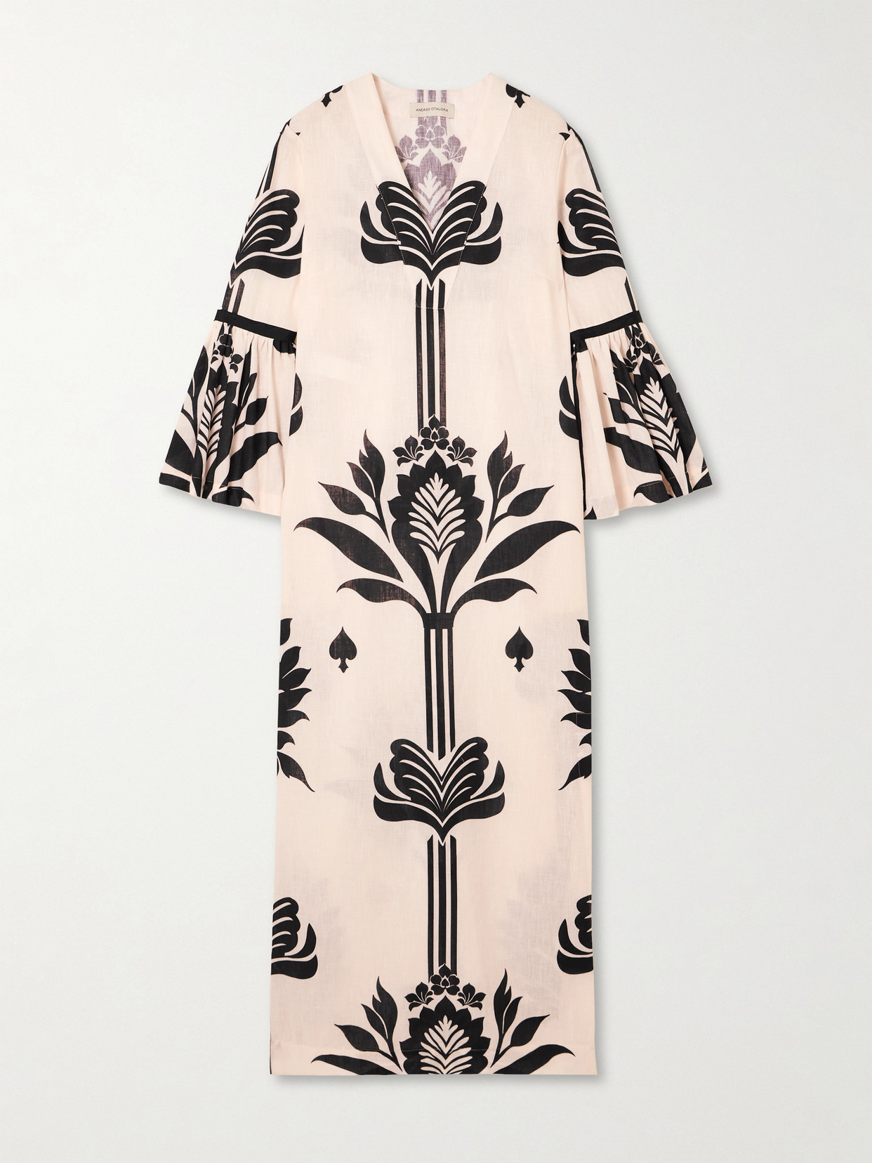 Andres Otalora - Rajasthan Printed Linen Maxi Dress - Ivory