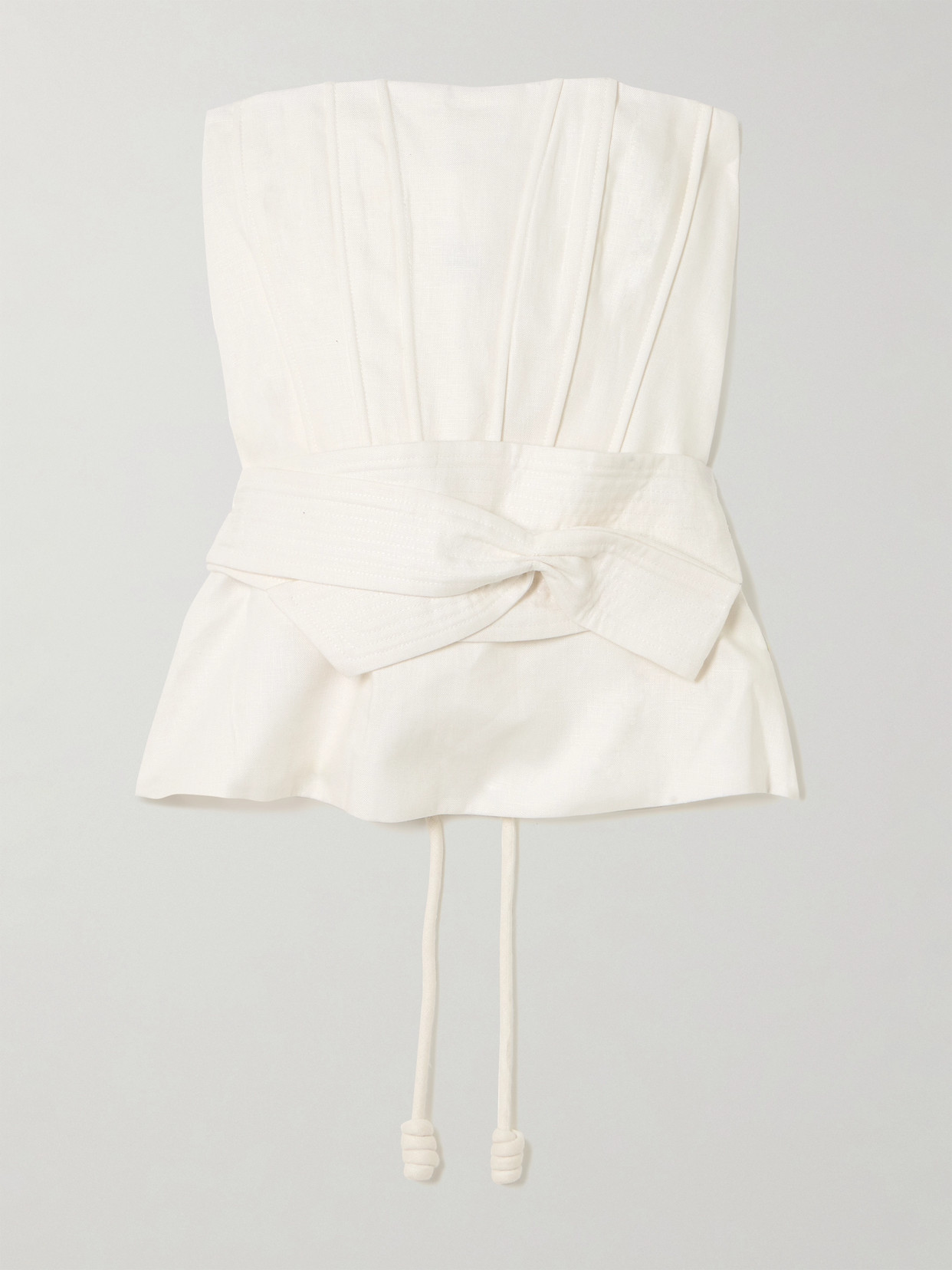 Andres Otalora Tum Belted Linen Corset Top In Off-white