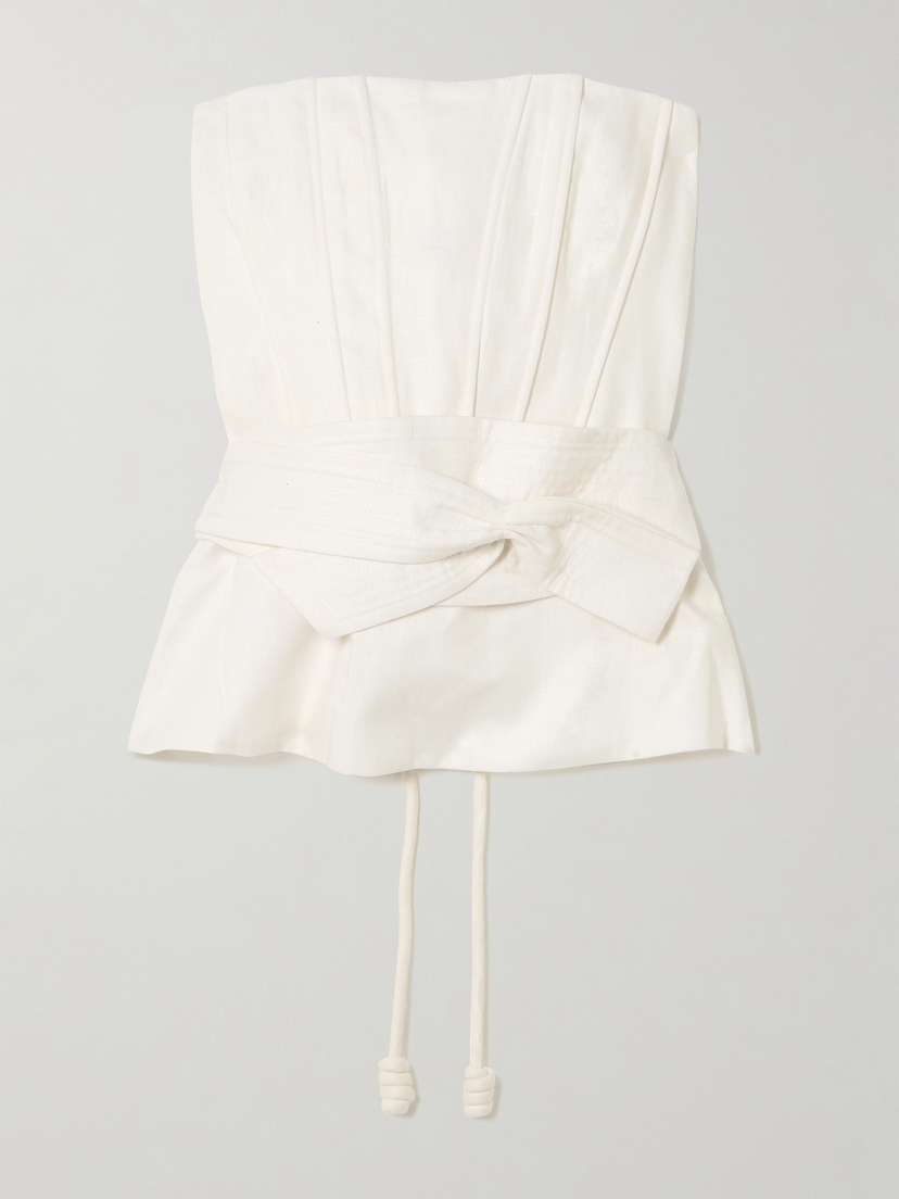 ANDRES OTALORA Tum Belted Linen Corset Top