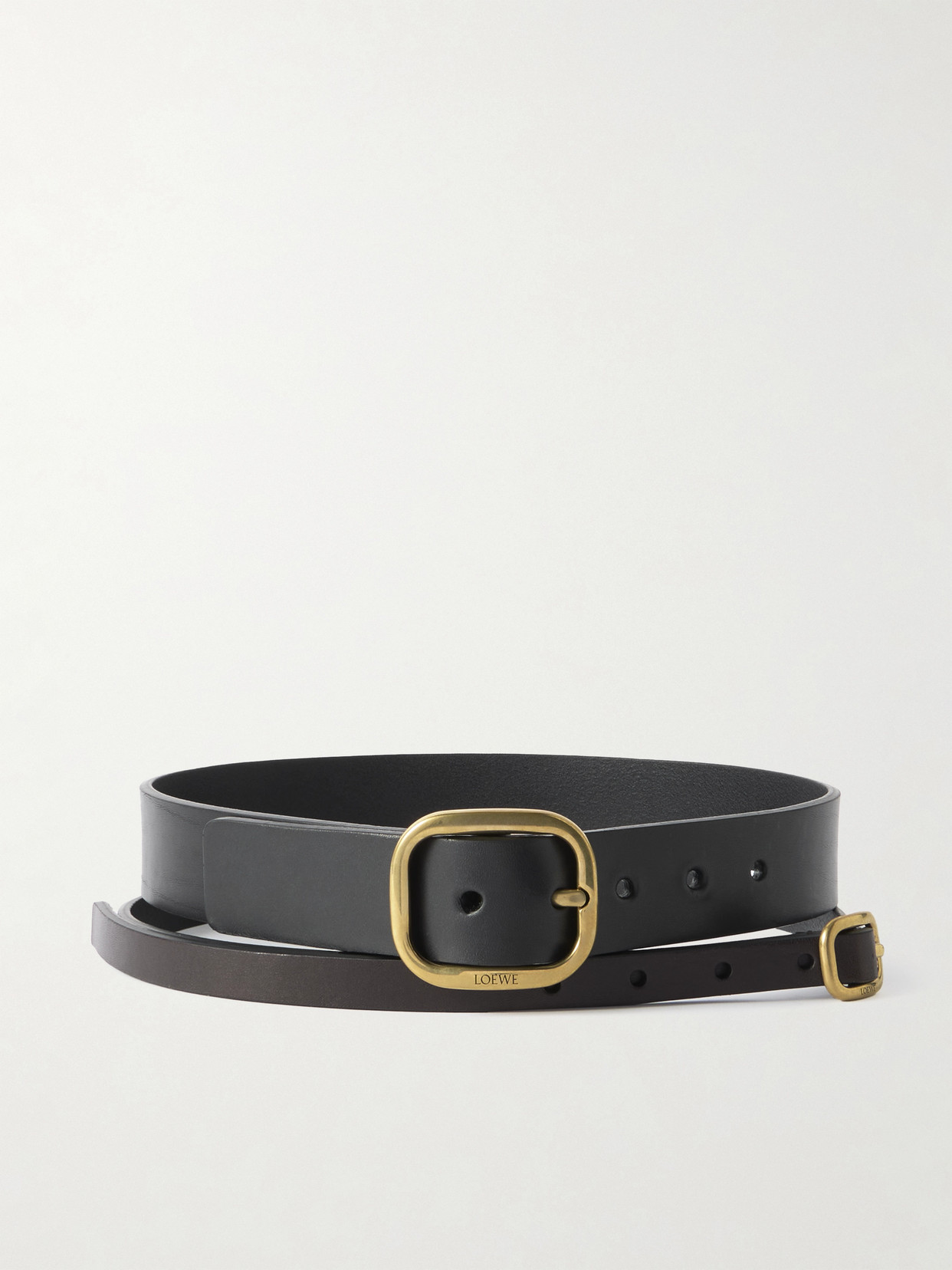 Loewe Layered Leather Belt In Black