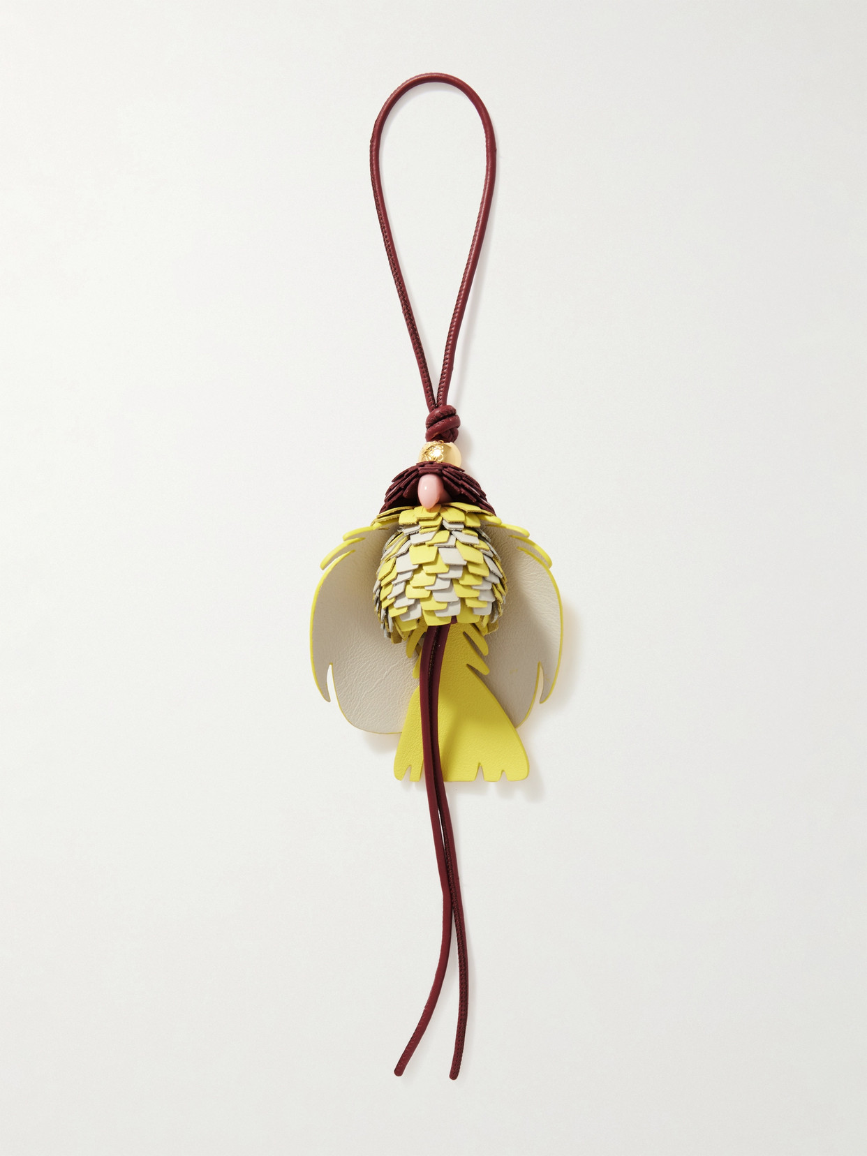 Loewe Parrot Fringed Leather And Gold-tone Keychain In Multi