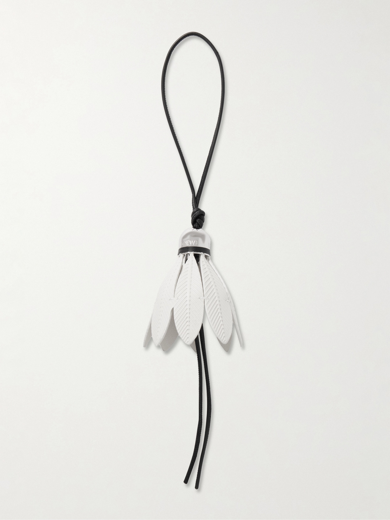 Loewe Badminton Fringed Leather And Gold-tone Keychain In White