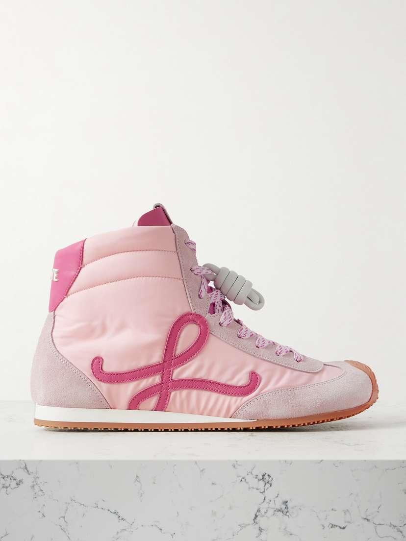 Loewe Ballet Runner 2.0 Leather-trimmed Shell And Suede High-top Sneakers