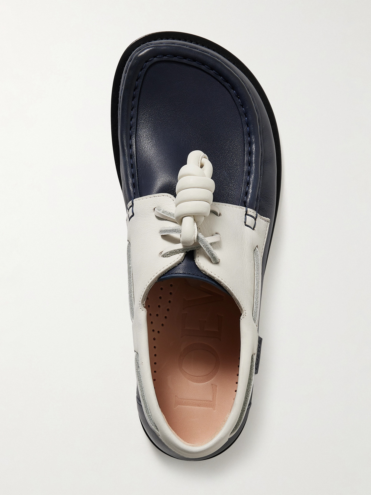 LOEWE - Campo Knotted Two-tone Leather Loafers - Navy
