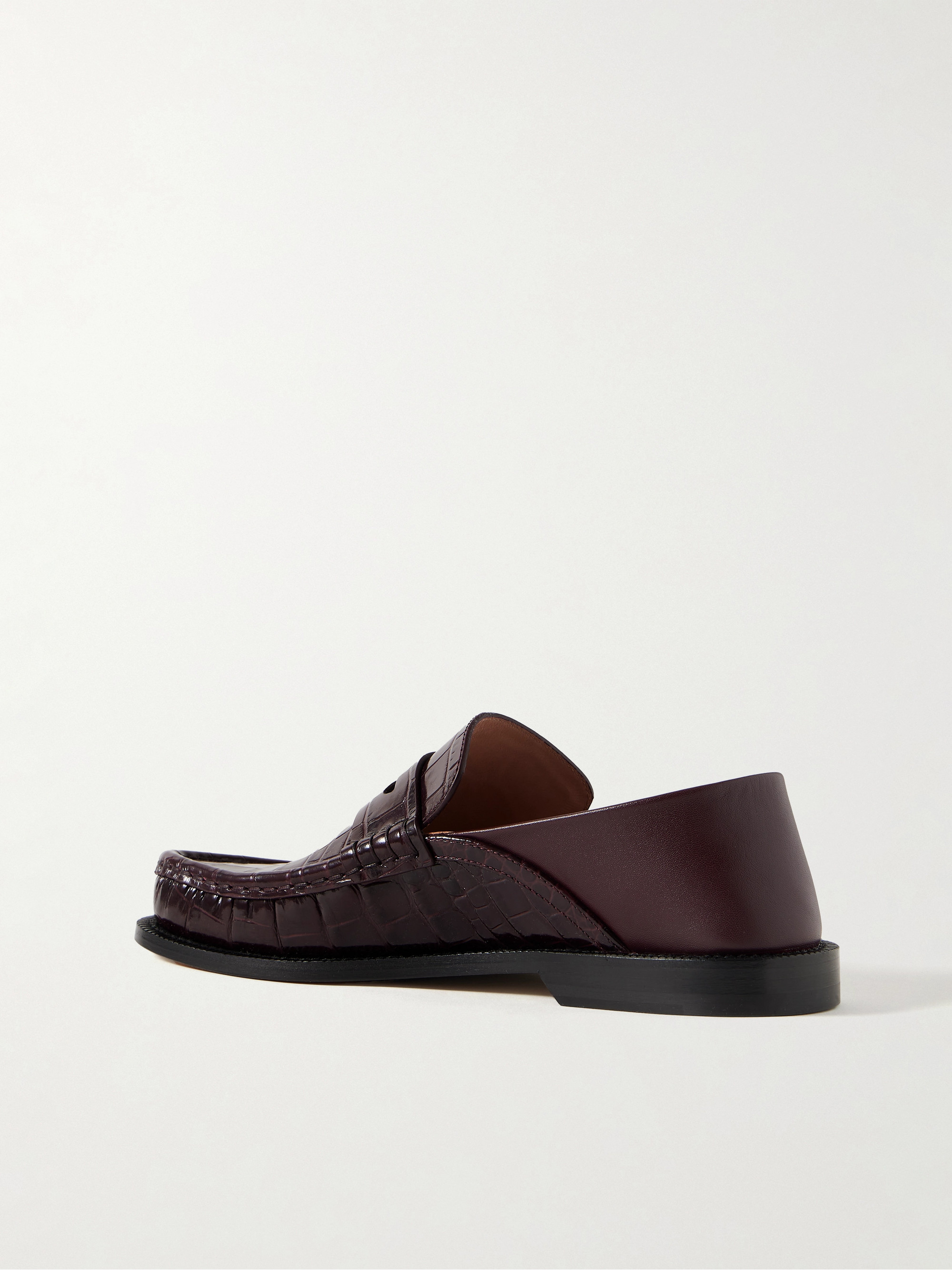 Loewe - Campo collapsible-heel croc-effect leather loafers | Plush
