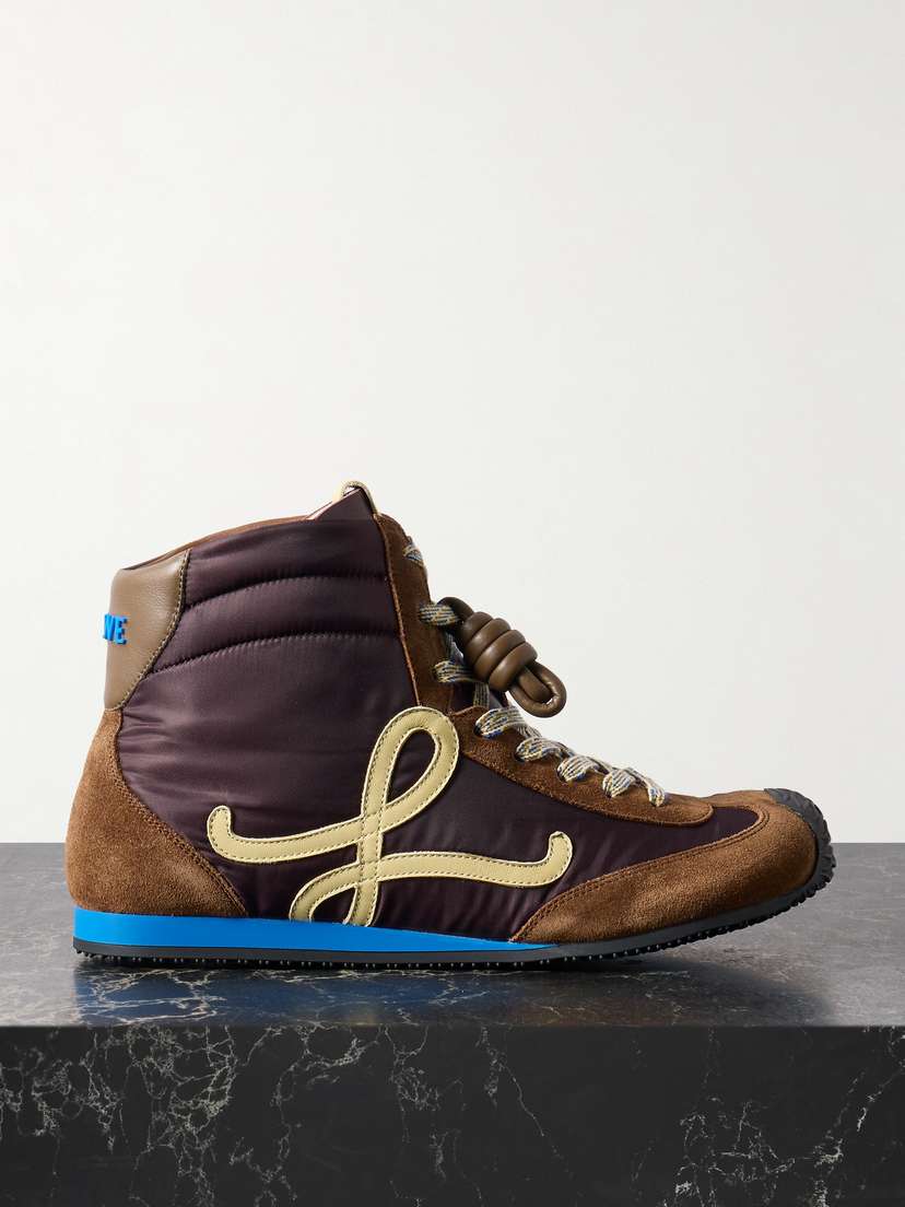 Loewe Ballet Runner 2.0 High-top Leather And Suede-trimmed Shell Sneakers