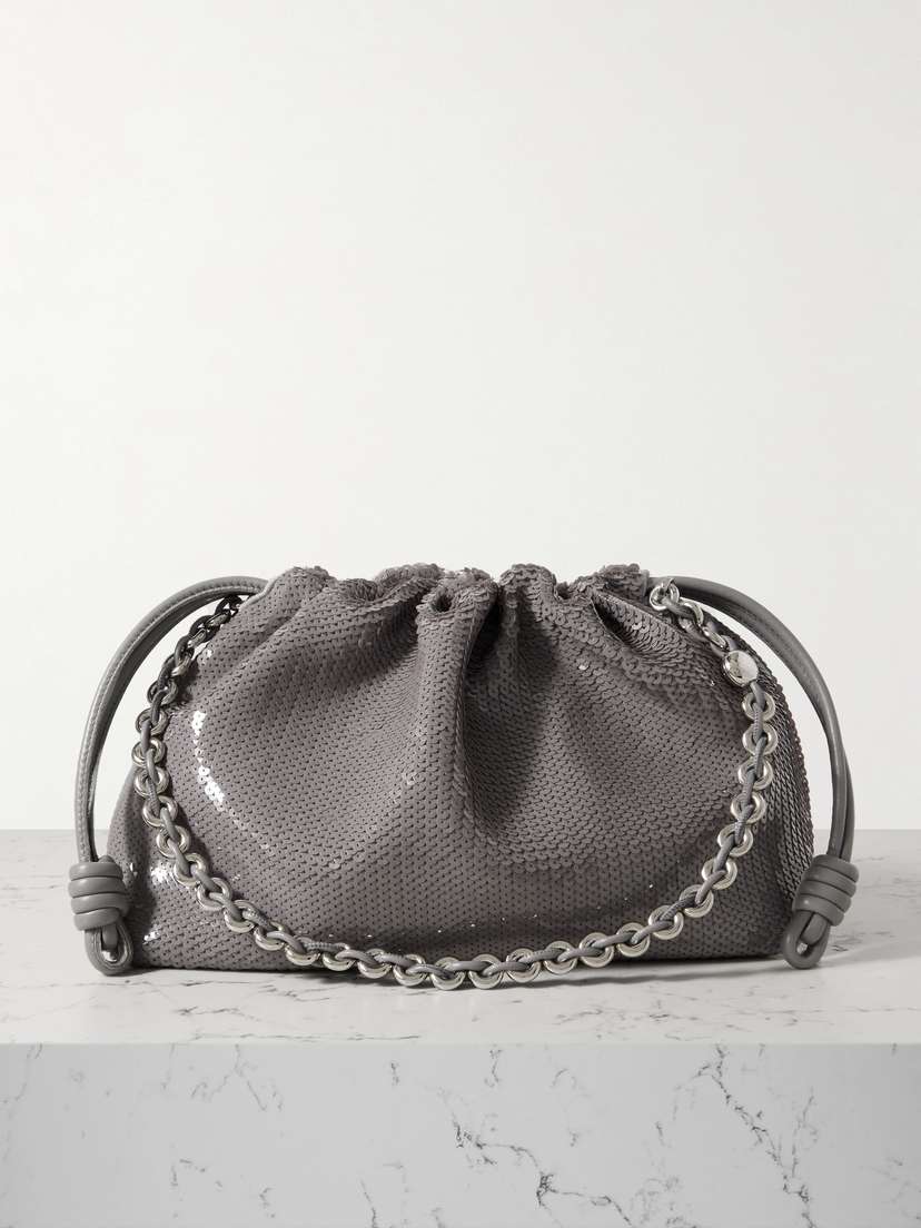 Loewe Flamenco Sequined Leather Clutch