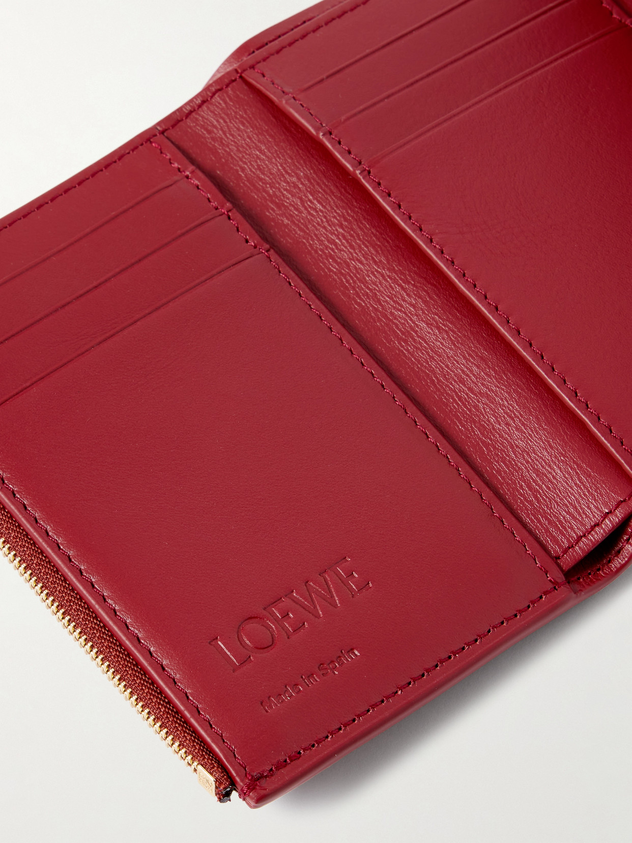 Loewe Puffer Anagram Small Textured-leather Wallet In Red
