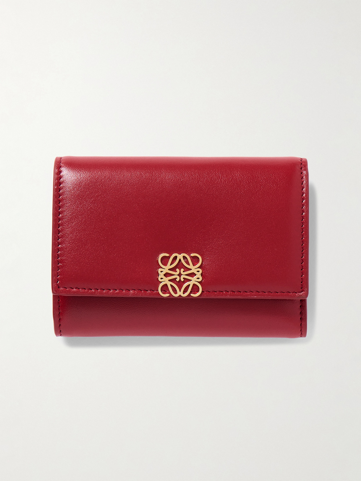 Loewe Puffer Anagram Small Textured-leather Wallet In Red
