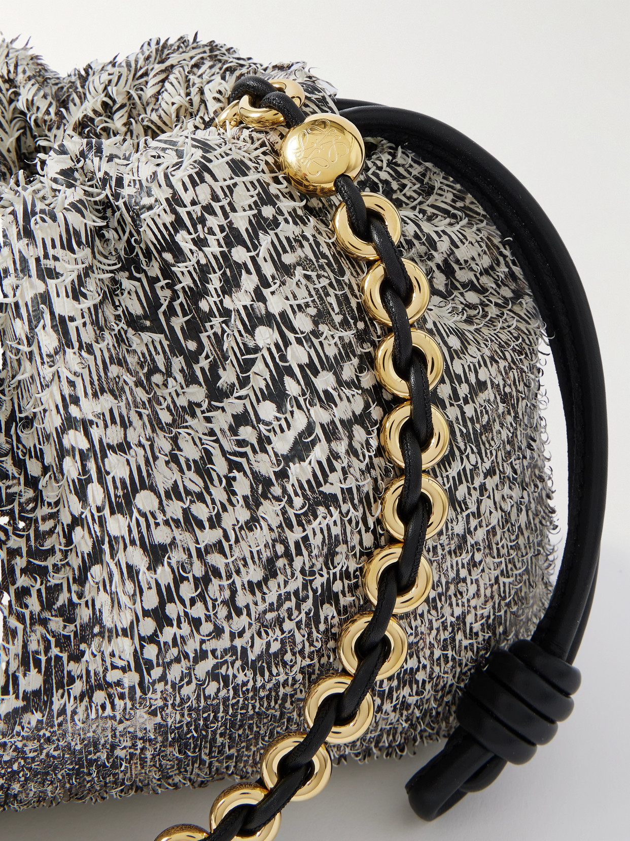 Loewe Flamenco Medium Distressed Polka-dot Leather Clutch In White