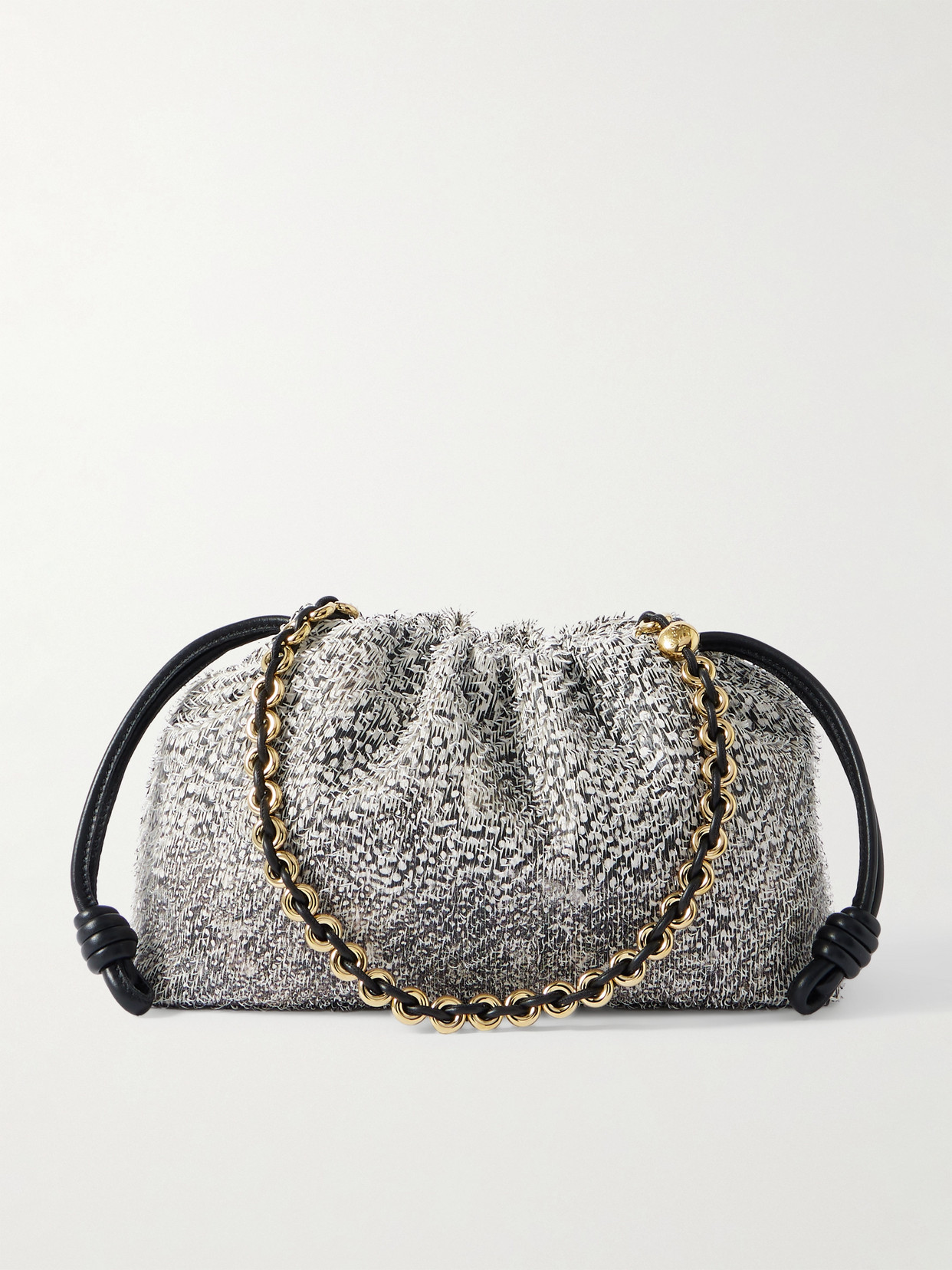 Loewe Flamenco Medium Distressed Polka-dot Leather Clutch In White