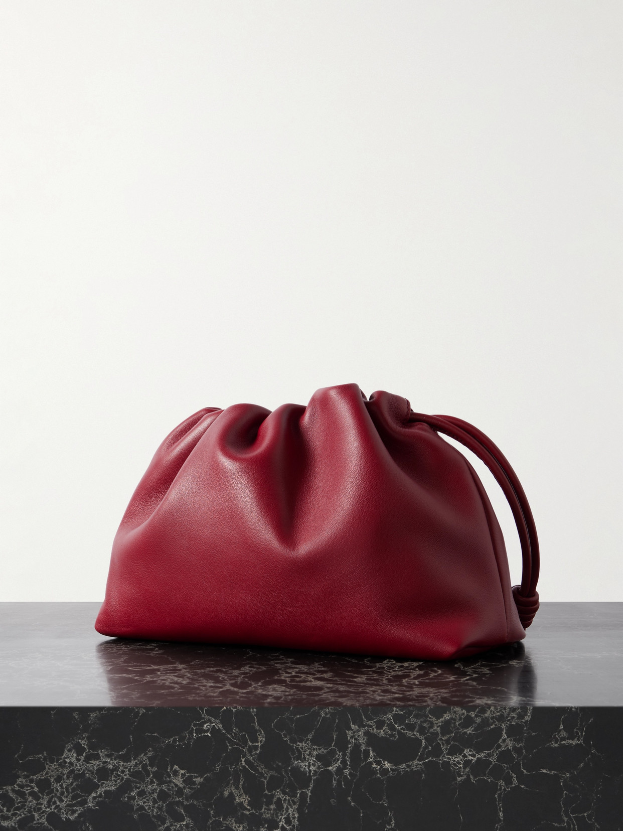 Loewe Mini Flamenco Leather Clutch Bag In Burgundy