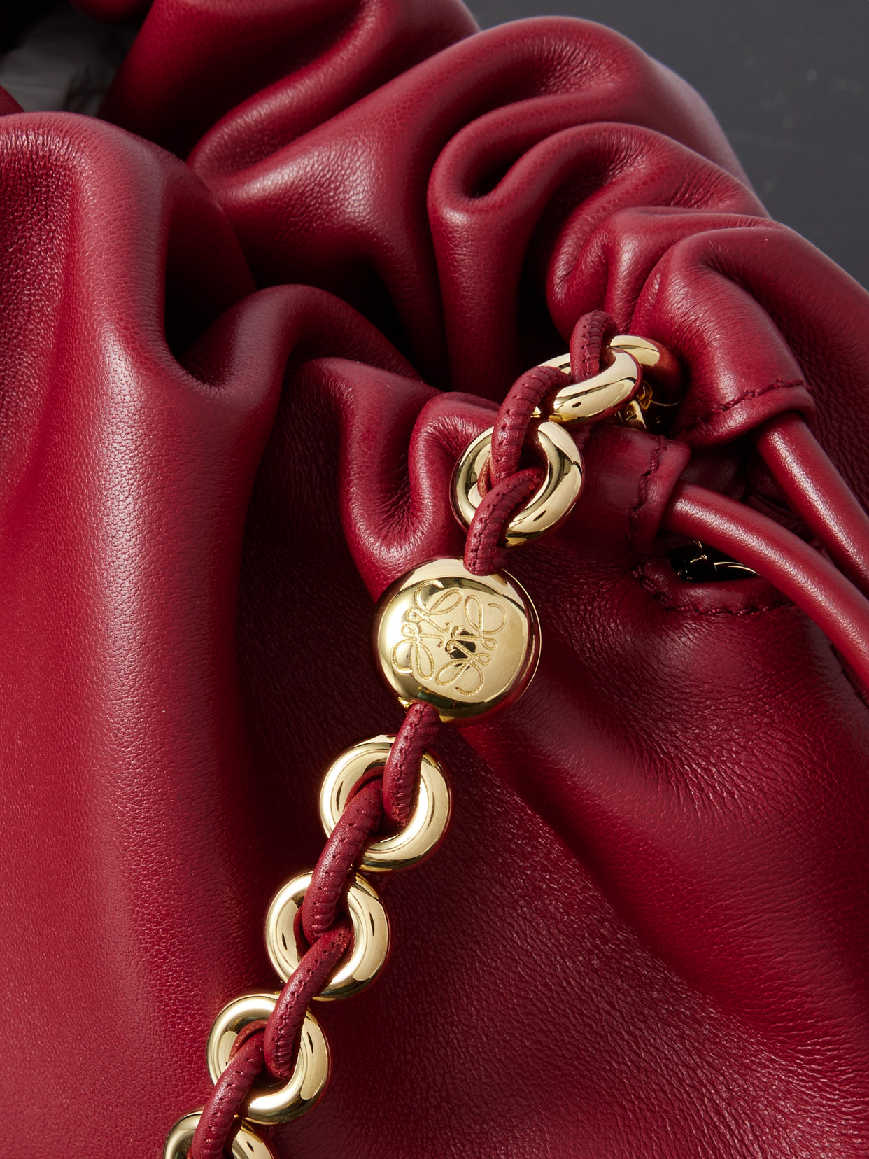 Loewe Mini Flamenco Leather Clutch Bag In Burgundy