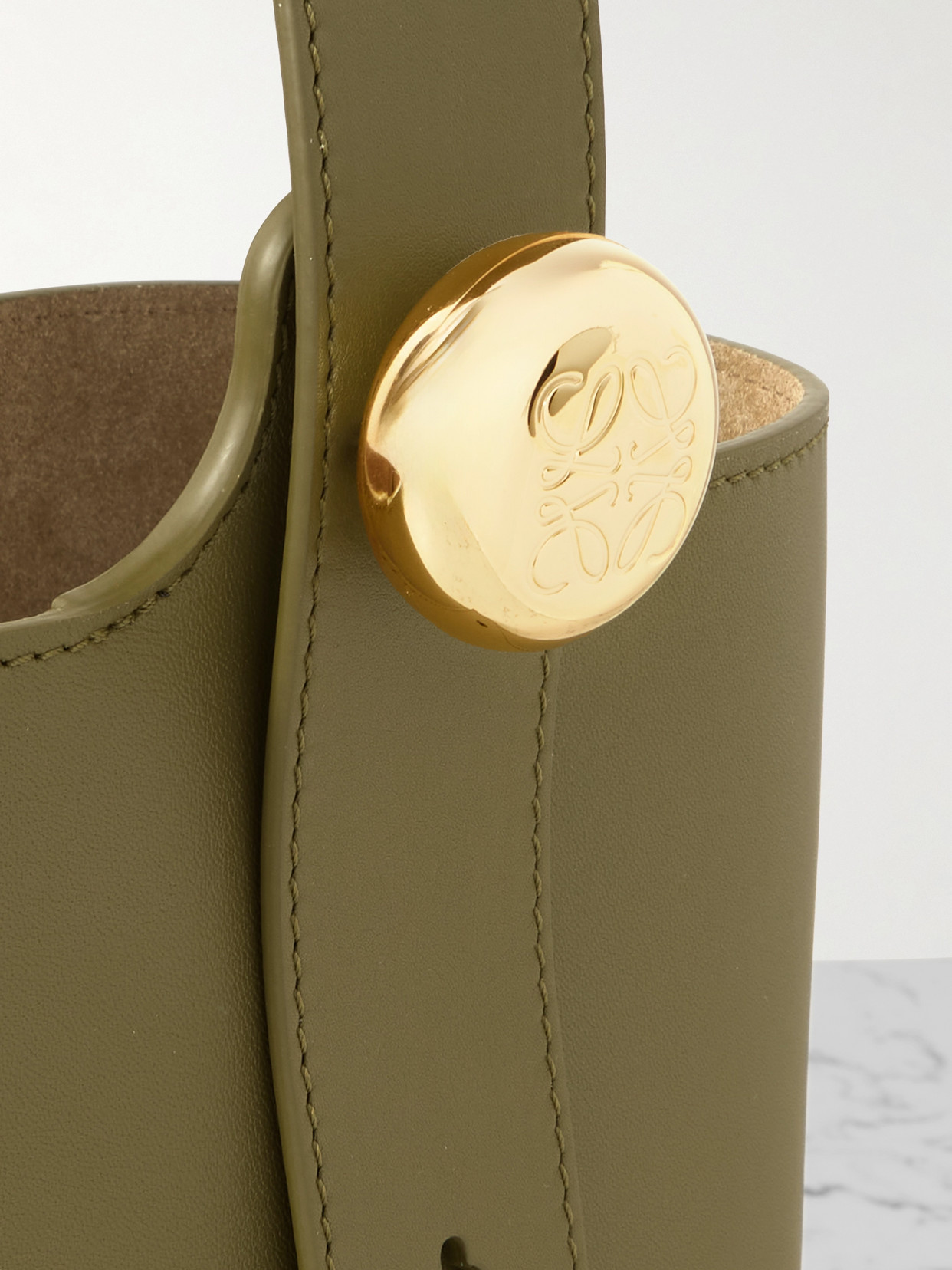 Loewe Pebble Mini Leather Tote In Green