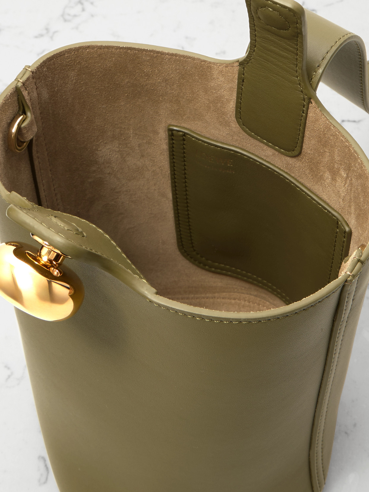 Loewe Pebble Mini Leather Tote In Green