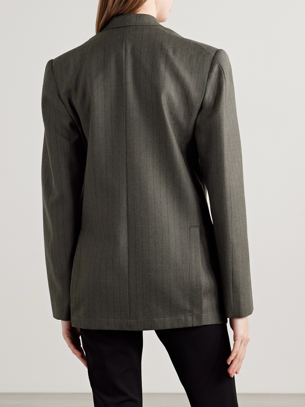 Kallmeyer Gemini Pinstriped Wool-twill Blazer In Gray