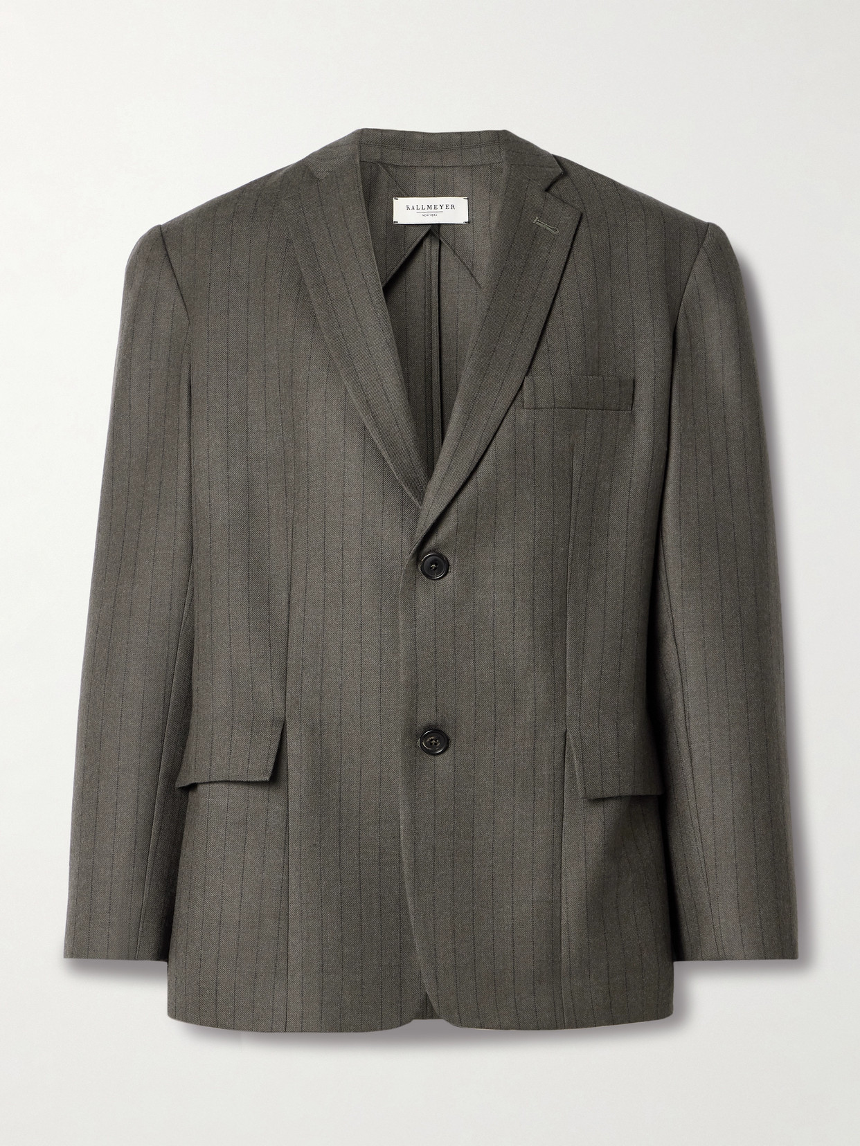 Kallmeyer Gemini Pinstriped Wool-twill Blazer In Gray