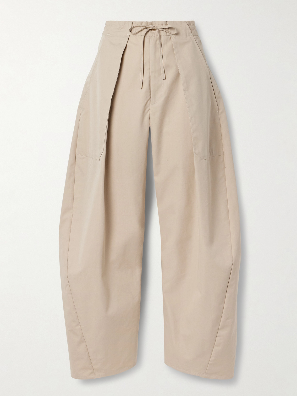 Kallmeyer Clemence Pleated Cotton-blend Twill Barrel-leg Pants In Neutrals