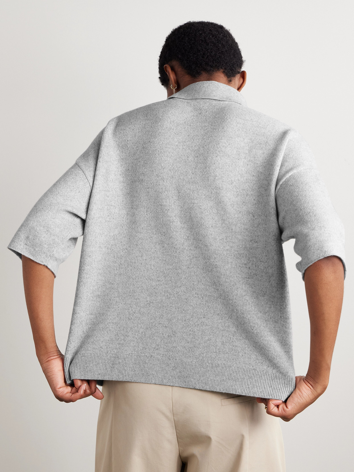 Kallmeyer Wes Oversized Wool And Cashmere-blend Polo Shirt In Gray