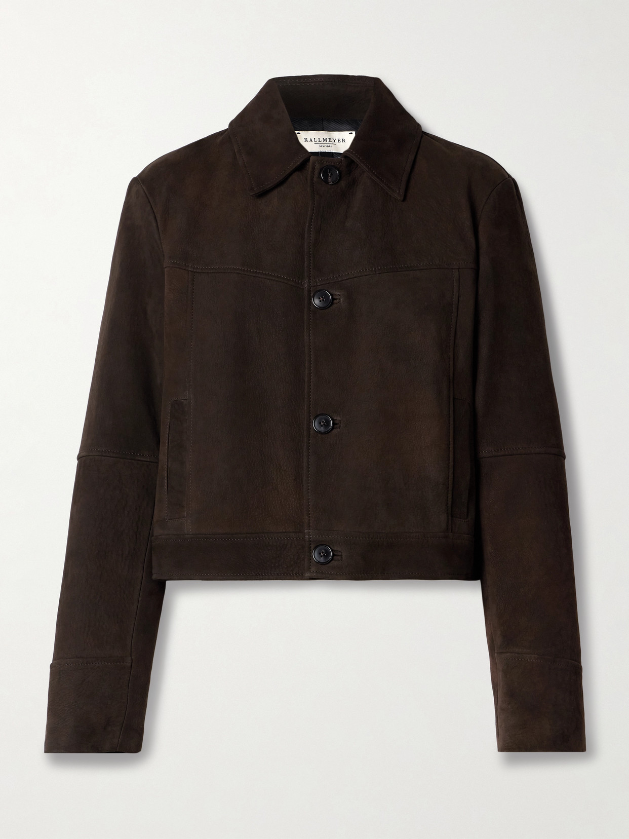 Kallmeyer Avery Cropped Textured-suede Jacket In Brown