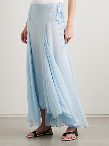 KALLMEYER Alyse asymmetric pleated silk-chiffon maxi wrap skirt