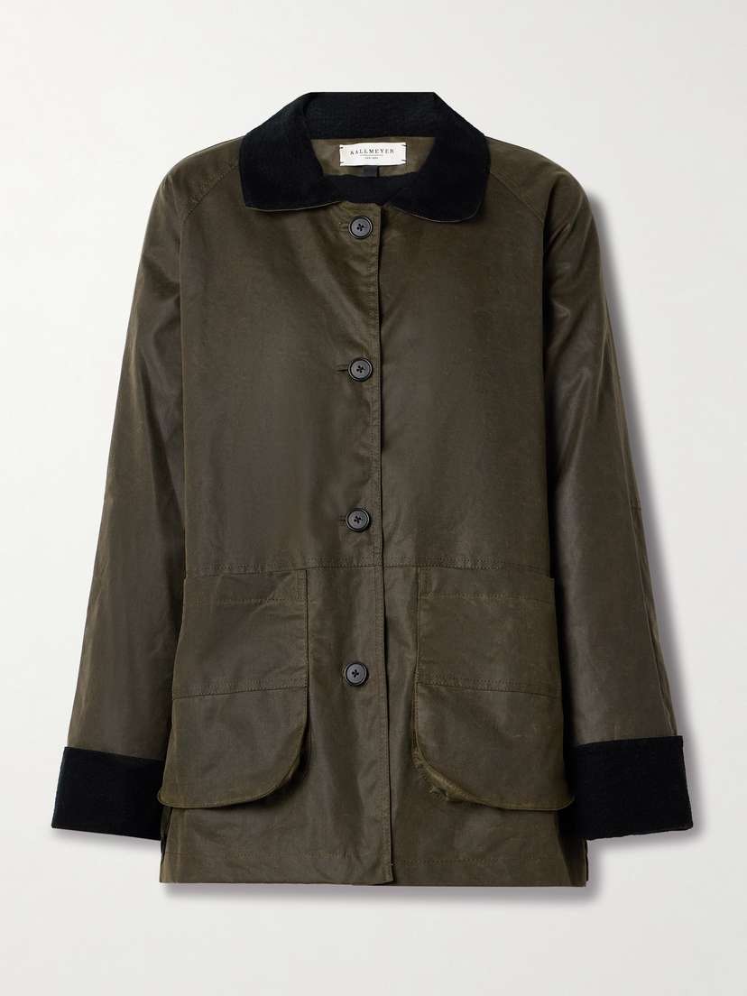 Kallmeyer Lottie Corduroy-trimmed Waxed-cotton Jacket